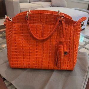 Brahmin Sloane Satchel in Persimmon La Scala